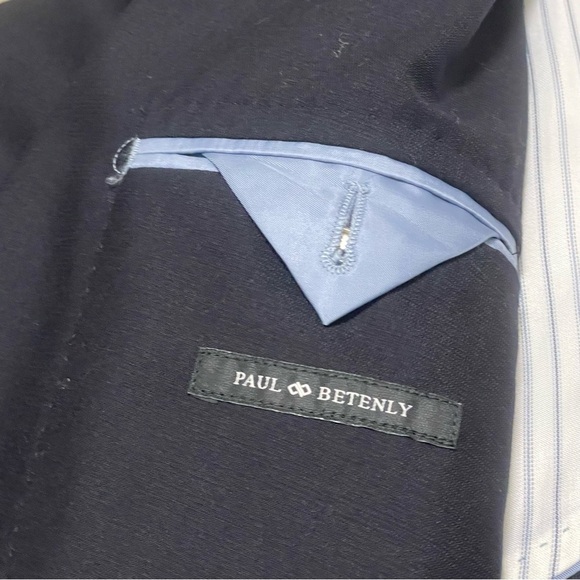 Paul Betenly Mens Navy Blue Blazer Sport Coat Blazer Wool Cashmere Sz 44R - Picture 6 of 9